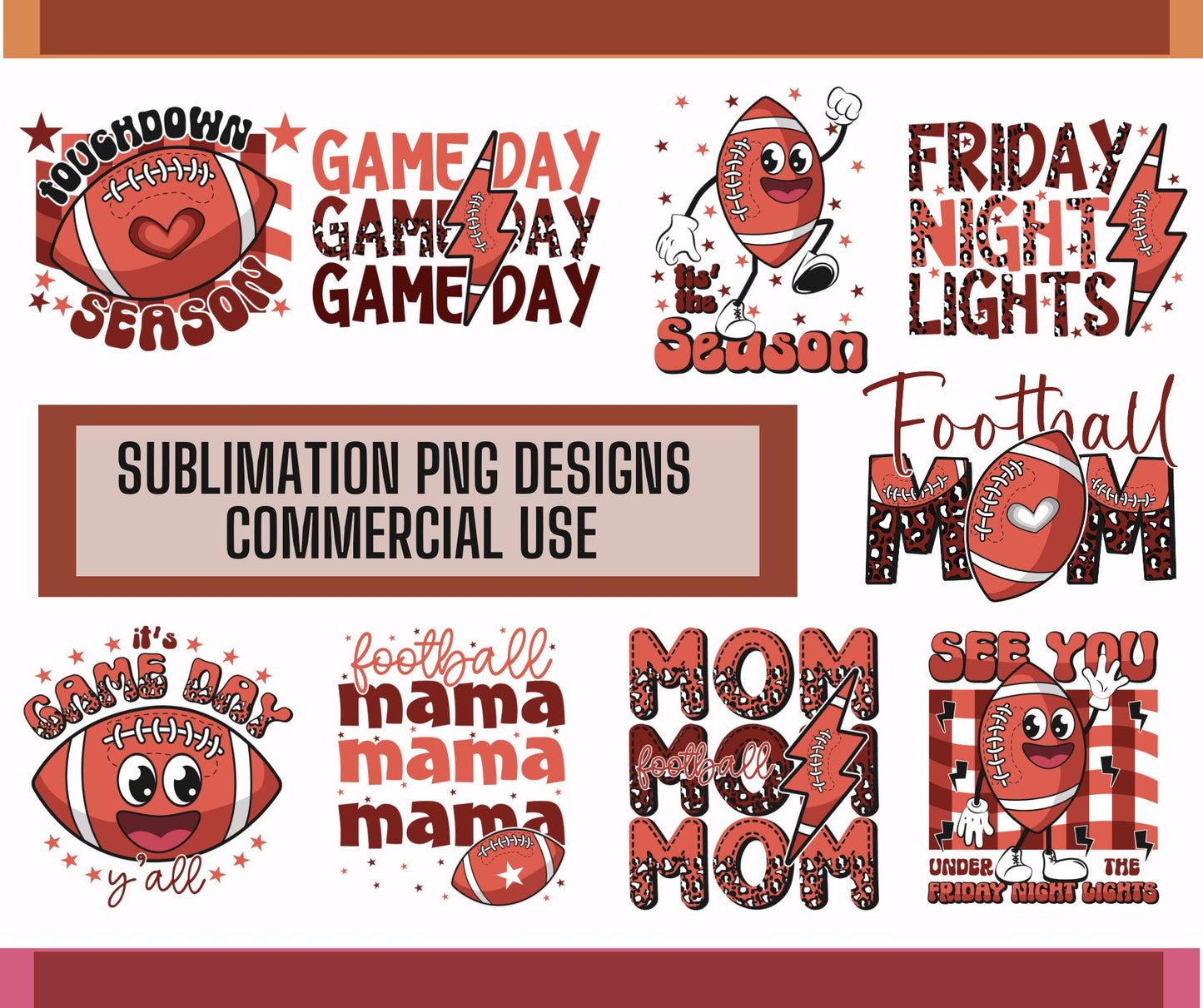 Sublimation PNG Sublimation PNG - 9x Football Season Mama PNG Bundle, PNG Mega Bundle ,Mom Shirt PNG Design, Sports Design, Digital Download-Tumblerwrapdesigns