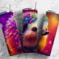 Rainbow hedgehog 20oz Sublimation Tumbler Designs, colorful neon 9.2 x 8.3” Straight Skinny Tumbler Wrap PNG