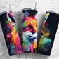 red fox 20oz Sublimation Tumbler Designs, rainbow paint splatter 9.2 x 8.3” Straight Skinny Tumbler Wrap PNG