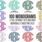 100 MEGA BUNDLE - Monograms Letters! 100 Chevron Colours Uppercase & Lowercase, Entire Doodle Alphabet, Numbers, Individually Saved PNG