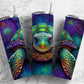 Rainbow sea turtle 20oz Sublimation Tumbler Designs, Neon ocean 9.2 x 8.3” Straight Skinny Tumbler Wrap PNG