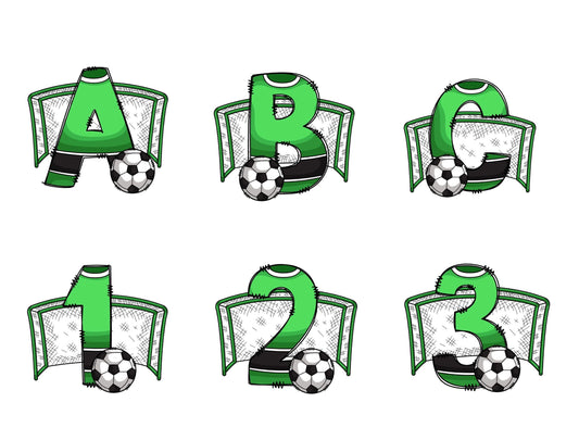 Soccer Doodle Letters Alphabet with Uppercase and Numbers PNG, Alphabet PNG Digital Download