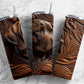 Tooled leather dog 20oz Sublimation Tumbler Designs, engraved leather 9.2 x 8.3” Straight Skinny Tumbler Wrap