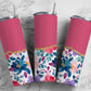 Pink Flower 20oz Sublimation Tumbler Designs, AestheticFloral 9.2 x 8.3” Straight Skinny Tumbler Wrap PNG, Gold Agate 137