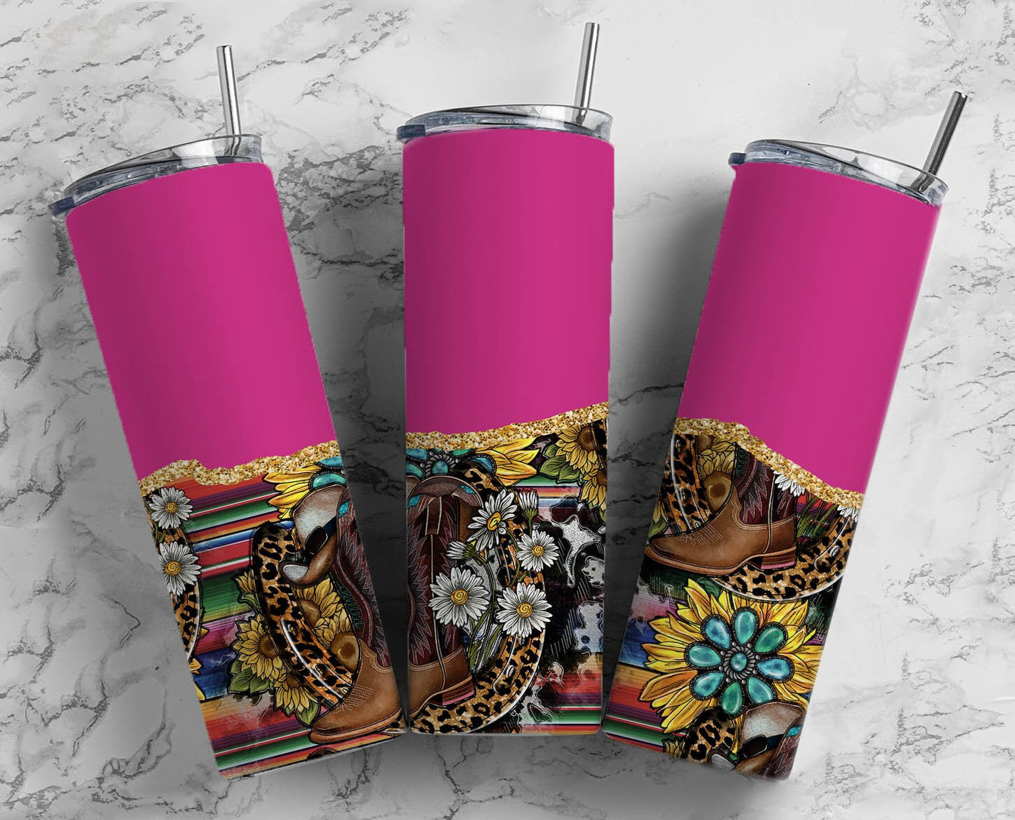 Country Pink 20oz Sublimation Tumbler Designs,Teal Gem Western 9.2 x 8.3” Straight Skinny Tumbler Wrap 12