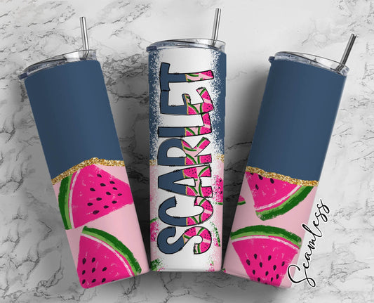 Watermelon Tumbler Wrap with Matching Doodle Letter Alphabet PNG, Summer Fruits Add your Own name 20oz Tumbler, Alpha Set PNG 60