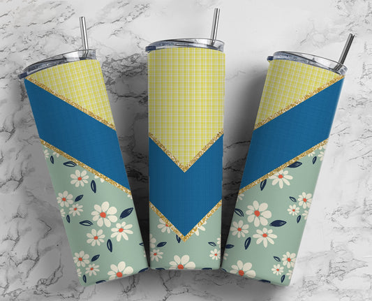 Yellow Floral 20oz Sublimation Tumbler Designs, Flower V Split 9.2 x 8.3” Straight Skinny Tumbler Wrap PNG 33