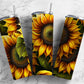 Sunflower floral 20oz Sublimation Tumbler Designs, yellow botanical 9.2 x 8.3” Straight Skinny Tumbler Wrap PNG