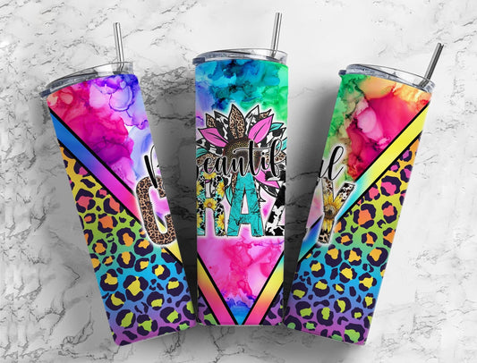 Beautiful Crazy 20oz Sublimation Tumbler Designs, Western Leopard Print 9.2 x 8.3” Straight Skinny Tumbler Wrap PNG, Sublimation design