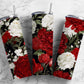 White and red roses 20oz Sublimation Tumbler Designs, Rose floral 9.2 x 8.3” Straight Skinny Tumbler Wrap PNG