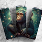 Chimpanzee monkey 20oz Sublimation Tumbler Designs, Dark forest 9.2 x 8.3” Straight Skinny Tumbler Wrap PNG