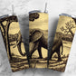 Elephant neutral 20oz Sublimation Tumbler Designs, Savannah landscape 9.2 x 8.3” Straight Skinny Tumbler Wrap PNG