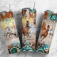 Cow Skull Horse 20oz Sublimation Tumbler Designs, Aztec Country Western 9.2 x 8.3” Straight Skinny Tumbler, Horse Lover Wrap PNG