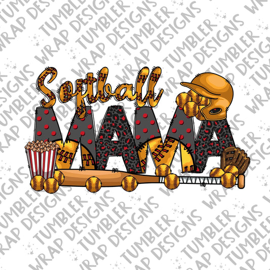 Softball mama Sublimation PNG Design, Leopard print Digital Download PNG File, Commercial Use
