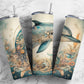 Dolphin 20oz Sublimation Tumbler Designs, Neutral floral 9.2 x 8.3” Straight Skinny Tumbler Wrap PNG