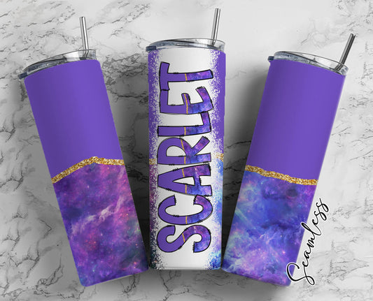 Purple Agate Tumbler Wrap with Matching Doodle Letter Alphabet PNG, Alcohol Ink Add your Own name 20oz Tumbler, Alpha Set PNG 86