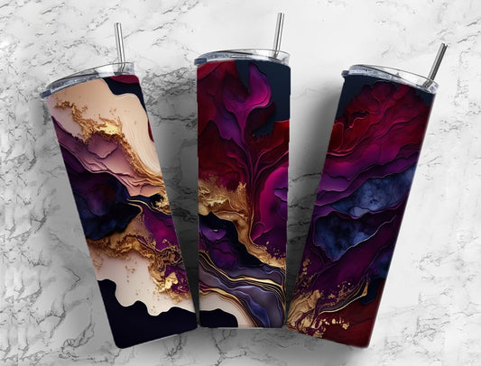 Blue and red 20oz Sublimation Tumbler Designs, Gold and purple 9.2 x 8.3” Straight Skinny Tumbler Wrap PNG