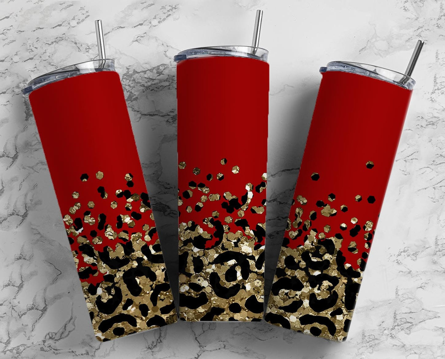 Red glitter Leopard 20oz Sublimation Tumbler Designs, Gold Glitter 9.2 x 8.3” Straight Skinny Tumbler Wrap, Snowflake Tumbler