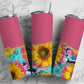 Pink Sunflower 20oz Sublimation Tumbler Designs, Agate Sunflower 9.2 x 8.3” Straight Skinny Tumbler Wrap 22