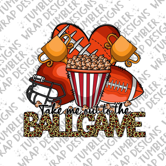 Take me out to the ballgame Sublimation PNG Design, Leopard print football Digital Download PNG File, Commercial Use