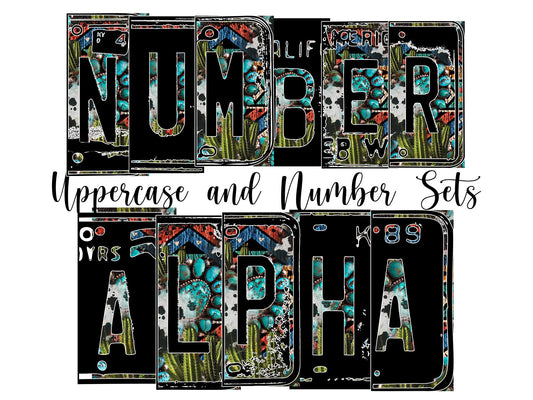 Country Pattern Number Plate Alphabet Uppercase Numbers PNG, Northwest Sreape Alphabet PNG Digital Download