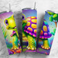 Cartoon tortoise 20oz Sublimation Tumbler Designs, Colorful rainbow 9.2 x 8.3” Straight Skinny Tumbler Wrap PNG