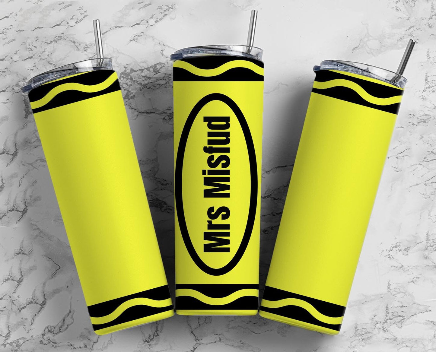 Yellow Crayon 20oz Sublimation Tumbler Designs, Add name Teacher Gift 9.2 x 8.3” Straight Skinny Tumbler Wrap PNG 92