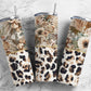 Chic Leopard Boho Flower  20oz Sublimation Tumbler Designs, half split 9.2 x 8.3” Straight Skinny Tumbler Wrap PNG