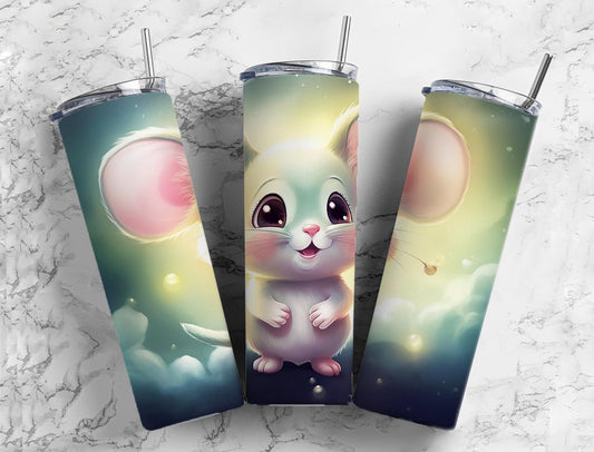 Baby mouse 20oz Sublimation Tumbler Designs, sky clouds 9.2 x 8.3” Straight Skinny Tumbler Wrap PNG