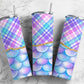 Purple Fish scale 20oz Sublimation Tumbler Designs, pastel gingham 9.2 x 8.3” Straight Skinny Tumbler Wrap PNG