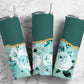 Retro Floral 20oz Sublimation Tumbler Designs, Agate Glitter Green 9.2 x 8.3” Straight Skinny Tumbler Wrap PNG