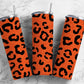 Dark orange 20oz Sublimation Tumbler Designs, Leopard print 9.2 x 8.3” Straight Skinny Tumbler Wrap PNG