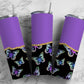 Purple Butterfly 20oz Sublimation Tumbler Designs, Glitter Gold Agate Line 9.2 x 8.3” Straight Skinny Tumbler Wrap PNG 178