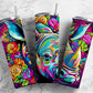 Rainbow rhinoceros 20oz Sublimation Tumbler Designs, rose floral 9.2 x 8.3” Straight Skinny Tumbler Wrap PNG