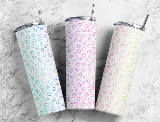 Colorful cheetah print 20oz Sublimation Tumbler Designs, rainbow leopard print 9.2 x 8.3” Straight Skinny Tumbler Wrap PNG