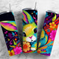 Rabbit 20oz Sublimation Tumbler Designs, Floral colorful 9.2 x 8.3” Straight Skinny Tumbler Wrap PNG