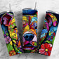 Rainbow Staffordshire terrier 20oz Sublimation Tumbler Designs, Stained glass 9.2 x 8.3” Straight Skinny Tumbler Wrap PNG