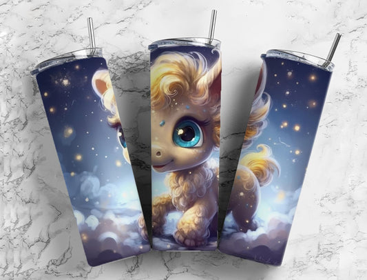 Baby horse 20oz Sublimation Tumbler Designs, cartoon horse 9.2 x 8.3” Straight Skinny Tumbler Wrap PNG