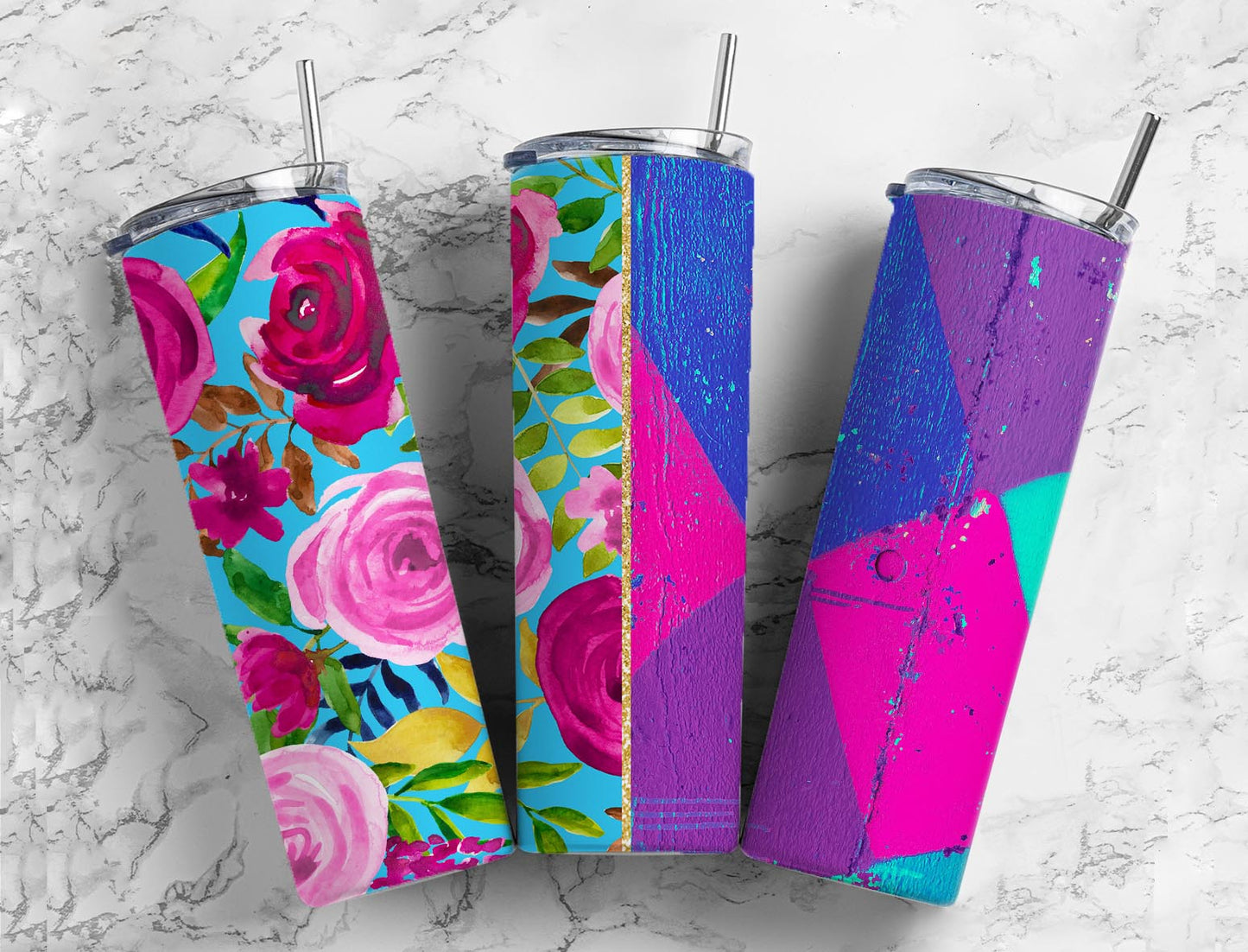 Boho chic flower  20oz Sublimation Tumbler Designs, half split 9.2 x 8.3” Straight Skinny Tumbler Wrap PNG