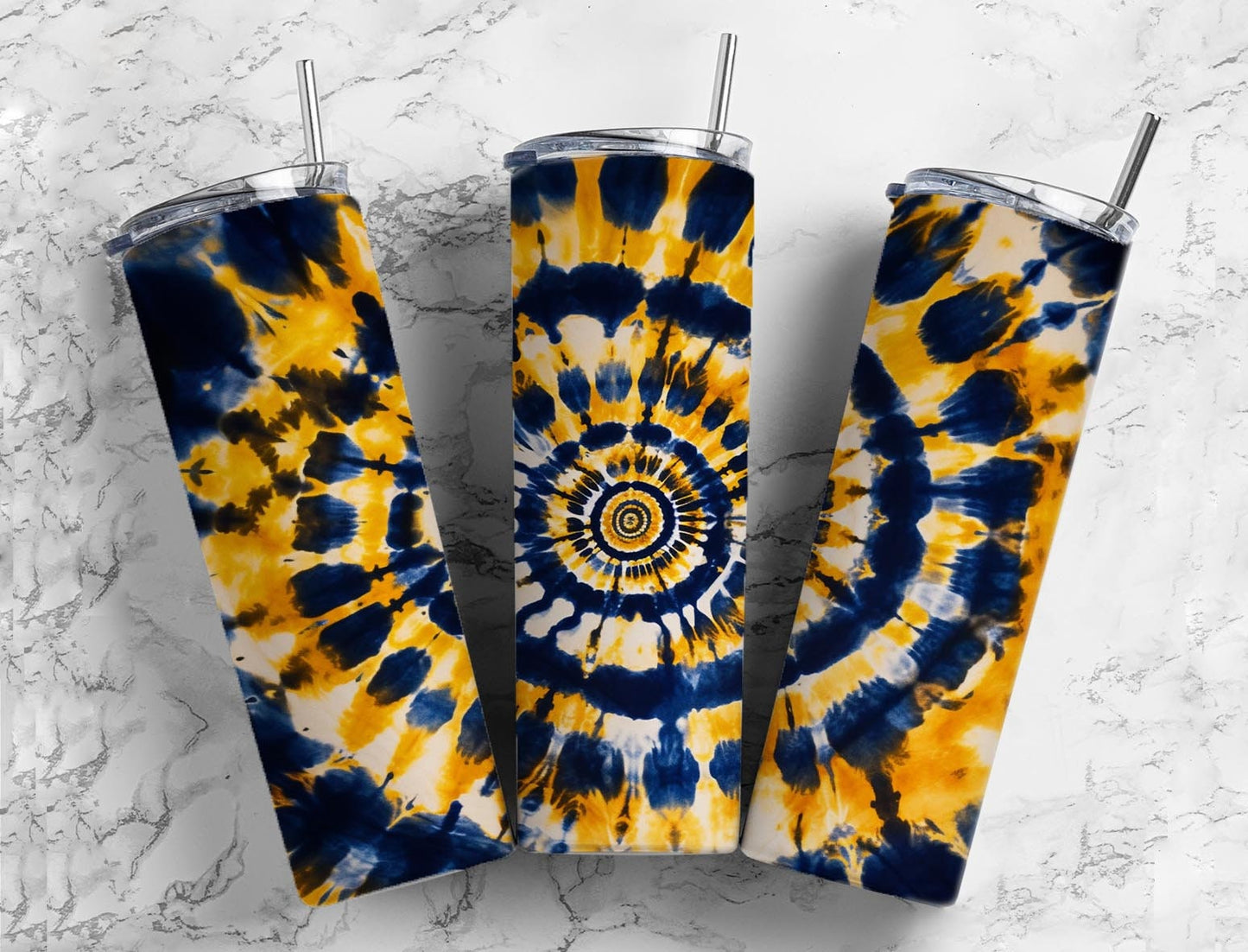 Tie dye 20oz Sublimation Tumbler Designs, Yellow and blue swirl 9.2 x 8.3” Straight Skinny Tumbler Wrap PNG