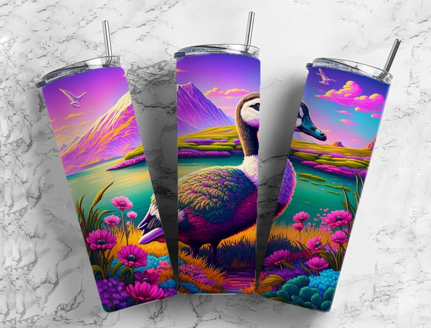 Duck Mountains 20oz Sublimation Tumbler Designs, Japan Colorful 9.2 x 8.3” Straight Skinny Tumbler, Tumbler Wrap PNG