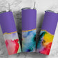 Rainbow Alcohol Ink 20oz Sublimation Tumbler Designs, Purple Gold Agate Line 9.2 x 8.3” Straight Skinny Tumbler Wrap PNG 171