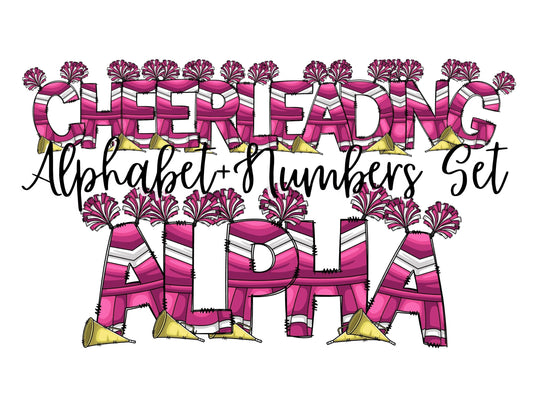 Cheerleading Doodle Letters Doodle Letter Alphabet with Uppercase and Numbers PNG, Alphabet PNG Digital Download