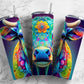 Colorful cow 20oz Sublimation Tumbler Designs, Neon rainbow 9.2 x 8.3” Straight Skinny Tumbler Wrap PNG