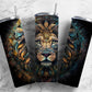 Dark lion 20oz Sublimation Tumbler Designs, Blue 9.2 x 8.3” Straight Skinny Tumbler Wrap PNG