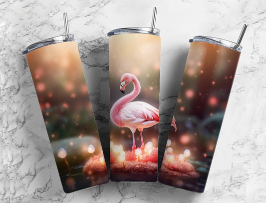 River flamingo 20oz Sublimation Tumbler Designs, firefly bokeh 9.2 x 8.3” Straight Skinny Tumbler Wrap PNG