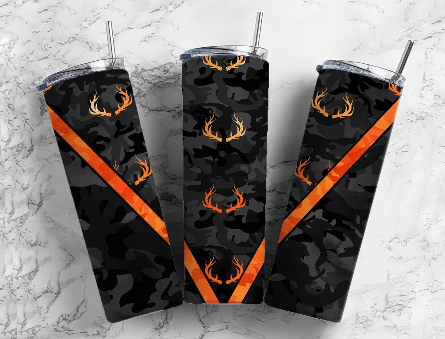 Deer Hunting 20oz Sublimation Tumbler Designs, Camo Orange 9.2 x 8.3” Straight Skinny Tumbler Wrap, Mens Tumbler (2023-04-18 13.32.51)