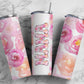 Pink Peach Flower 20oz Sublimation Tumbler Designs, Retro Mama 9.2 x 8.3” Straight Skinny Tumbler Wrap PNG, Mom Tumbler