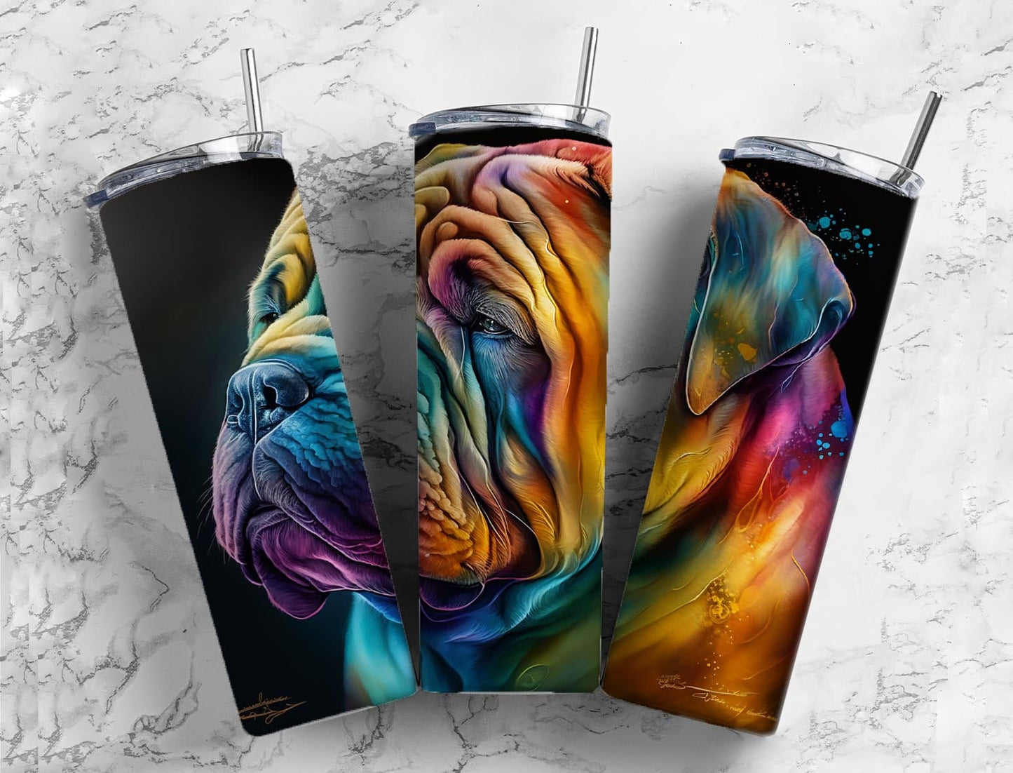 Bull Dog20oz Sublimation Tumbler Designs, Alcohol Ink Watercolor 9.2 x 8.3” Straight Skinny Tumbler, Tumbler Wrap PNG