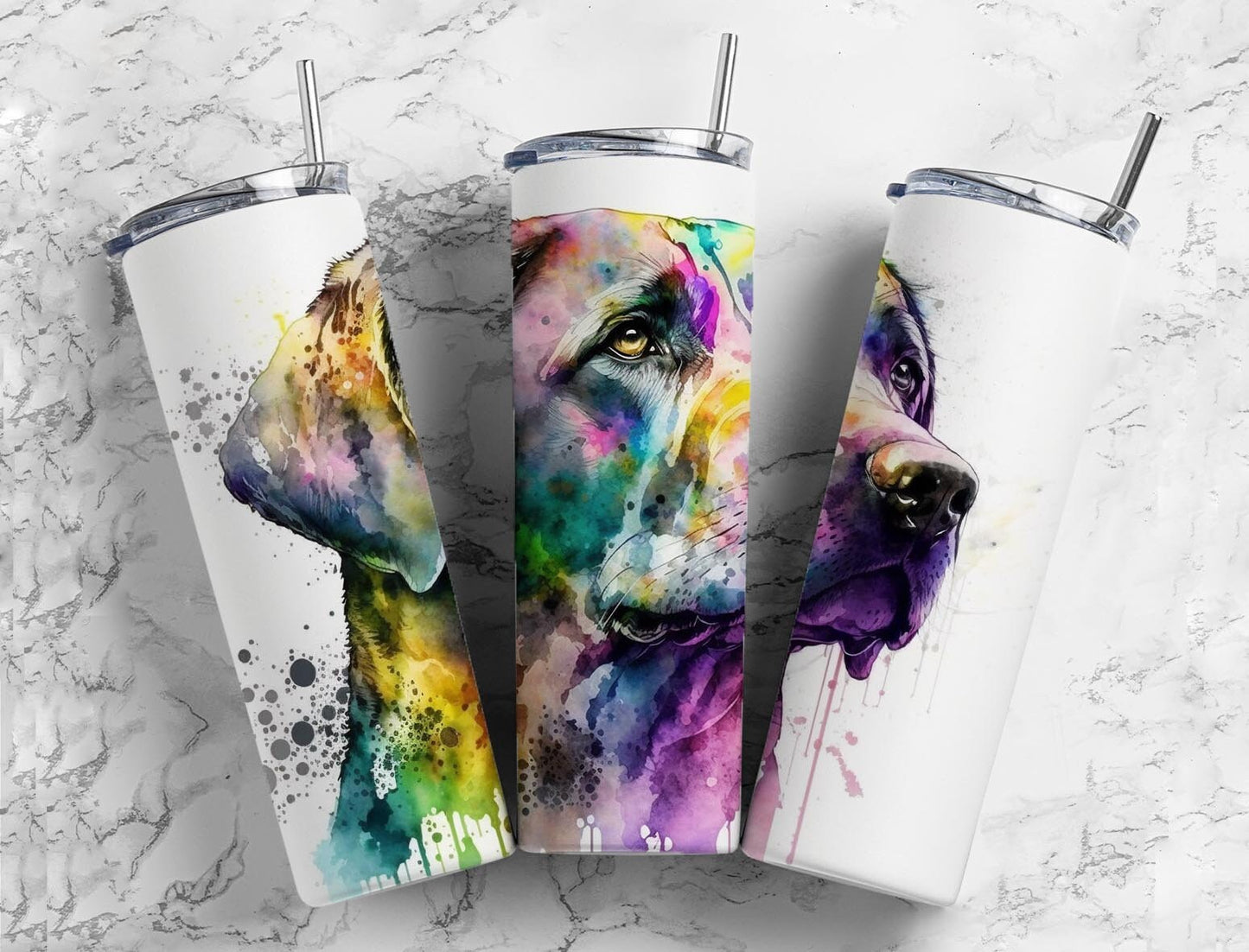 Pup Dog 20oz Sublimation Tumbler Designs, Alcohol Ink Watercolour 9.2 x 8.3” Straight Skinny Tumbler, Tumbler Wrap PNG